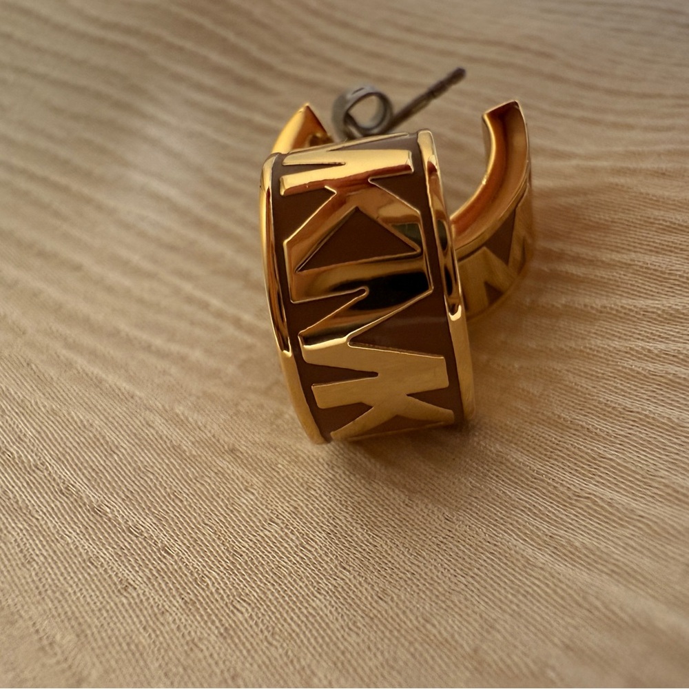 Gold Michael Kors Men's Hoop Earrings - Picture 5 of 16